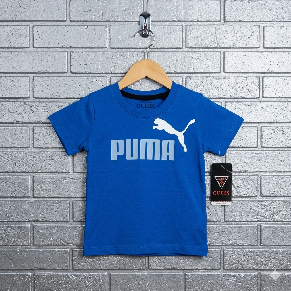 premium kids' cream cotton t shirt with puma graphic print premium kids' cream cotton t shirt with puma graphic print