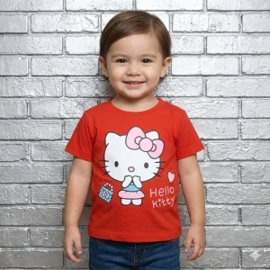 GUESS Kids Premium Light Pink, red, off white, white, navy blue Hello Kitty Graphic Print T-Shirt for Girls