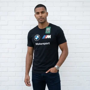 Puma BMW M Motorsport Black Printed Cotton T-Shirt for Men