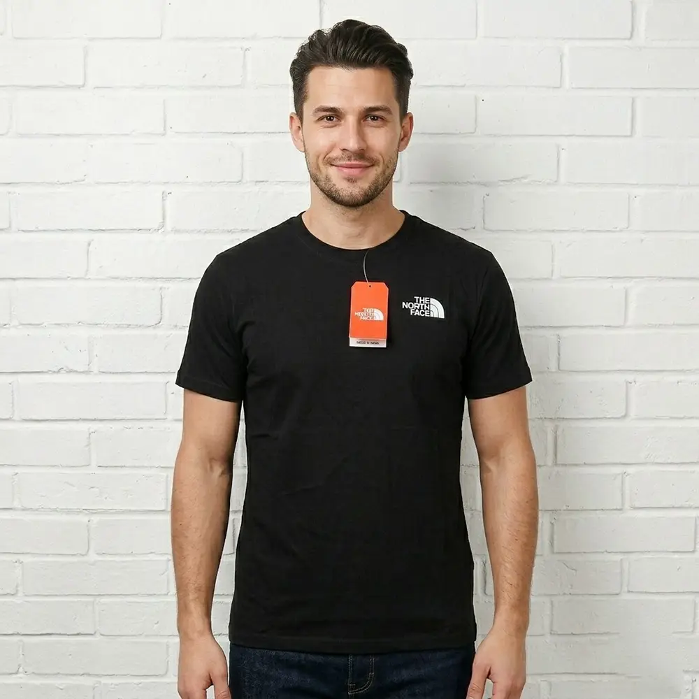 The North Face Black Small Logo Printed Cotton T-Shirt for Men