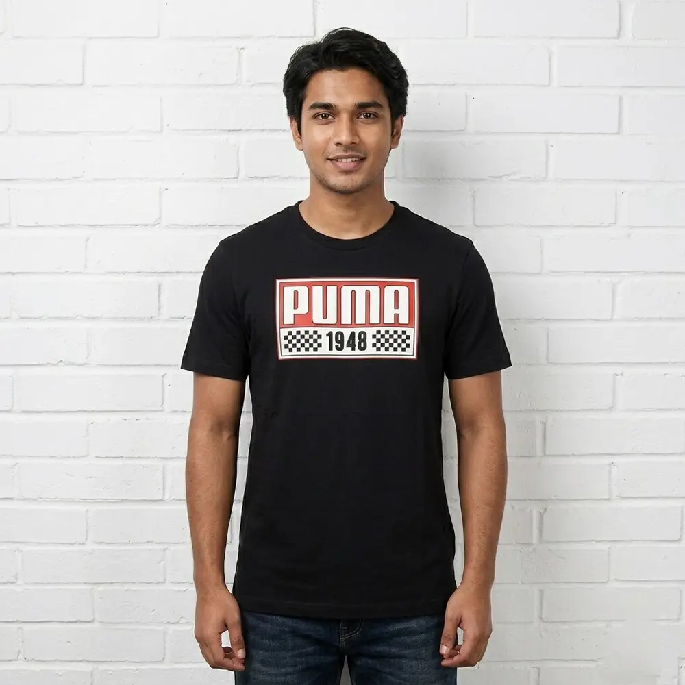 Puma Black 1948 Printed Cotton T-Shirt for Men