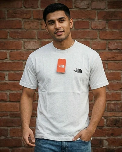 The North Face Grey Drop Shoulder T-Shirt Front View